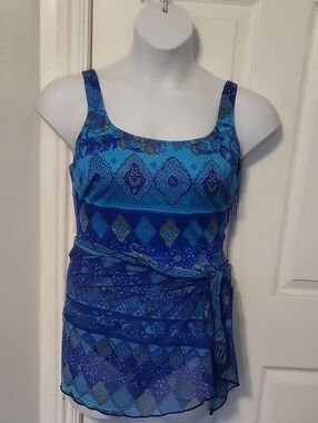 Slim Allure Blue One Piece Swimsuit with Matching Sarong